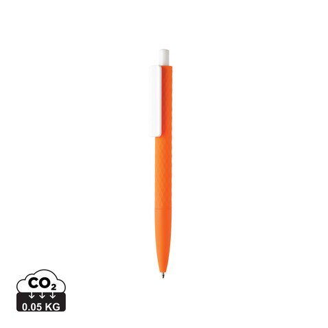 X3-Stift mit Smooth-Touch orange, weiß bedrucken, Art.-Nr. P610.968