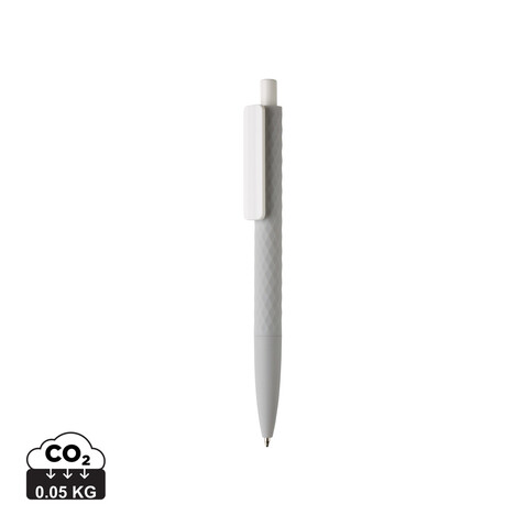 X3-Stift mit Smooth-Touch grau, weiß bedrucken, Art.-Nr. P610.962