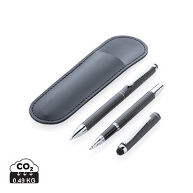 Swiss Peak Deluxe Stifteset in PU-Etui schwarz bedrucken, Art.-Nr. P611.011