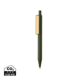 GRS rABS Stift mit Bambus-Clip grün bedrucken, Art.-Nr. P611.087