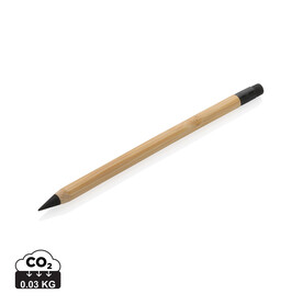 Bambus Infinity-Stift mit Radiergummi braun bedrucken, Art.-Nr. P611.099