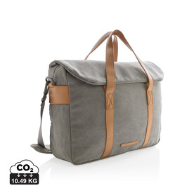 Canvas Laptop-Tasche, PVC-frei grau bedrucken, Art.-Nr. P729.352