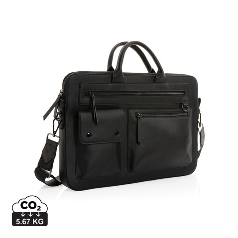 Swiss Peak 14&quot; Laptoptasche aus GRS recyceltem PU schwarz bedrucken, Art.-Nr. P732.191