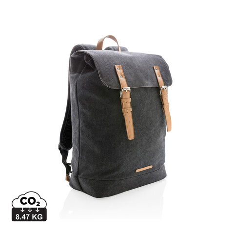 Canvas Laptop-Rucksack, PVC-frei schwarz bedrucken, Art.-Nr. P762.461