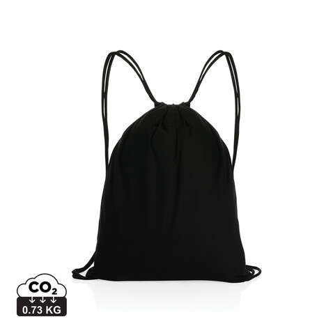 Impact AWARE™ recycelter Baumwoll-Sportbeutel 145gr schwarz bedrucken, Art.-Nr. P762.631