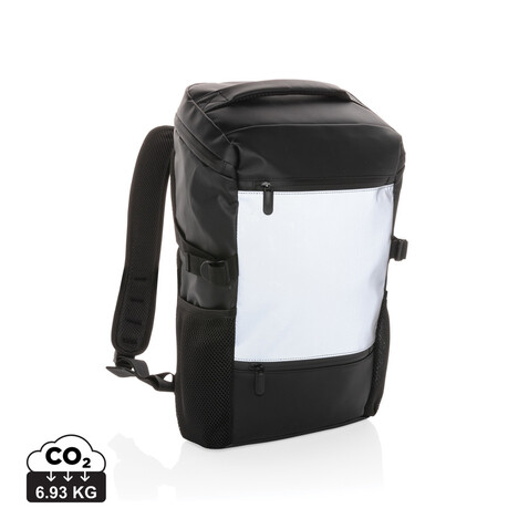 PU-Easy-Access High-Visibility 15.6&quot; Laptop-Rucksack schwarz bedrucken, Art.-Nr. P762.721