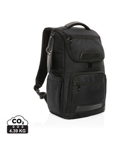 Swiss Peak AWARE™ RPET Voyager 15.6&amp;quot; Laptop Rucksack schwarz bedrucken, Art.-Nr. P762.881