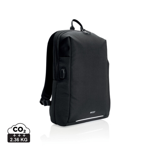 Swiss Peak AWARE™ RFID und USB A-Laptop-Rucksack schwarz bedrucken, Art.-Nr. P763.161