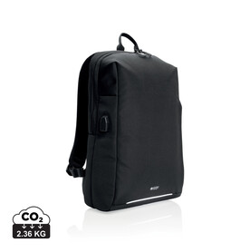 Swiss Peak AWARE™ RFID und USB A-Laptop-Rucksack schwarz bedrucken, Art.-Nr. P763.161