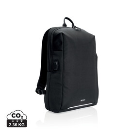 Swiss Peak AWARE™ RFID und USB A-Laptop-Rucksack schwarz bedrucken, Art.-Nr. P763.161 Swiss Peak AWARE™ RFID und USB A-Laptop-Rucksack schwarz bedrucken, Art.-Nr. P763.161
