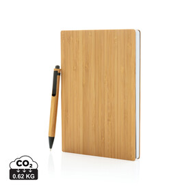 A5 Bambus Notizbuch &amp;amp; Stift braun bedrucken, Art.-Nr. P772.159