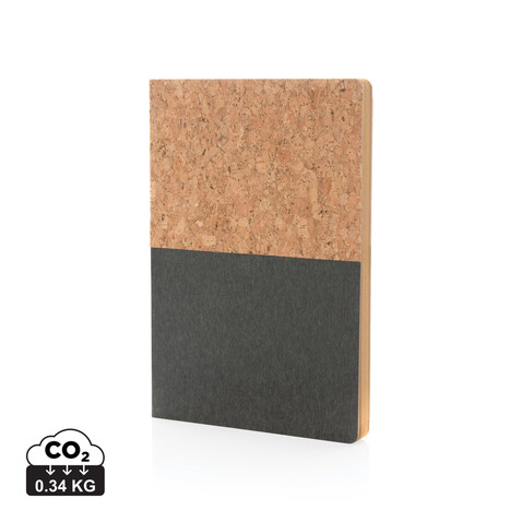 A5 Kork &amp; Kraft Notizbuch schwarz bedrucken, Art.-Nr. P774.331