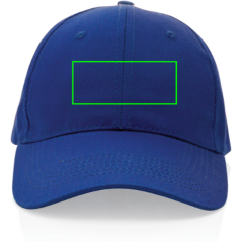 Impact 6 Panel Kappe aus 190gr rCotton mit AWARE™ Tracer blau bedrucken, Art.-Nr. P453.325