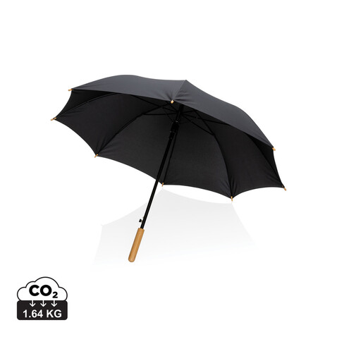 23&quot; Impact AWARE™ RPET 190T Auto-Open Bambus-Schirm schwarz bedrucken, Art.-Nr. P850.651