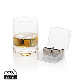 Wiederverwendbare Eiswürfel aus Stainless Steel, 4-tlg. silber bedrucken, Art.-Nr. P911.082