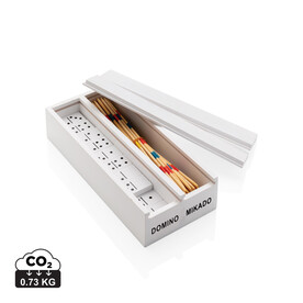 Deluxe Mikado/Domino Set in Holzbox weiß bedrucken, Art.-Nr. P940.073