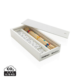 Deluxe Mikado/Domino Set in Holzbox weiß bedrucken, Art.-Nr. P940.153