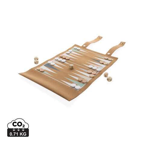 Britton faltbares Backgammon und Damespiel Set aus Kork braun bedrucken, Art.-Nr. P940.219
