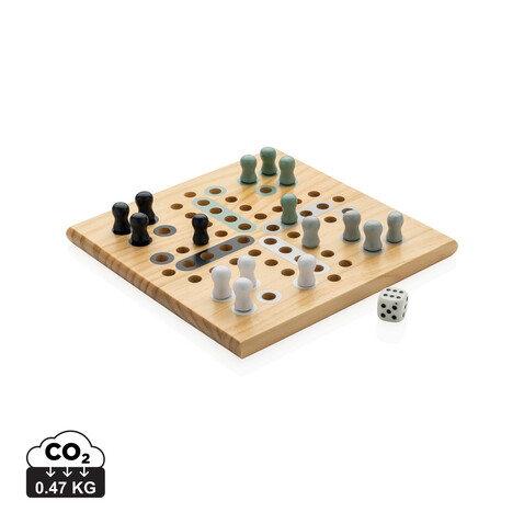 Claire Ludo-Spiel aus Holz braun bedrucken, Art.-Nr. P940.279