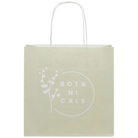 Kraftpapiertasche 120 /m² mit gedrehten Griffen – 24 × 9 × 24 cm, weiss bedrucken, Art.-Nr. 1ZM00601