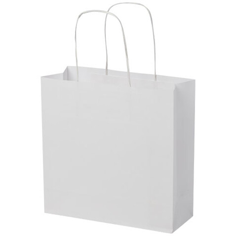 Kraftpapiertasche 120 /m² mit gedrehten Griffen – 24 × 9 × 24 cm, weiss bedrucken, Art.-Nr. 1ZM00601