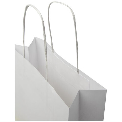 Kraftpapiertasche 120 /m² mit gedrehten Griffen – 24 × 9 × 24 cm, weiss bedrucken, Art.-Nr. 1ZM00601