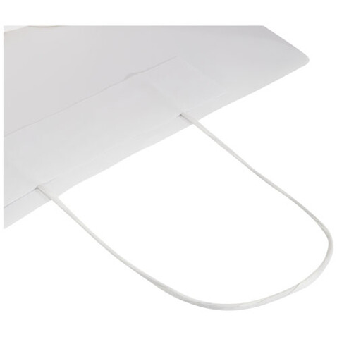 Kraftpapiertasche 120 g/m² mit gedrehten Griffen – 24 × 9 × 32 cm, weiss bedrucken, Art.-Nr. 1ZM00701