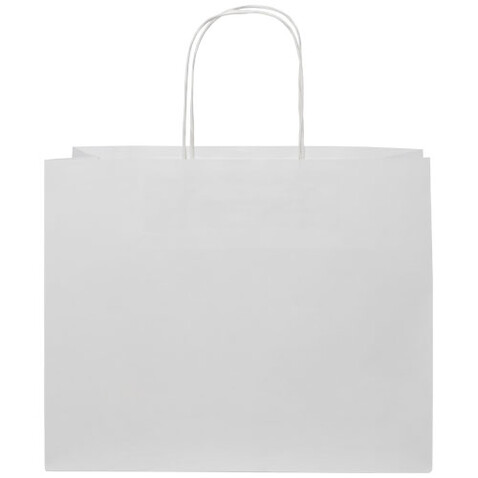 Kraftpapiertasche 120 g/m² mit gedrehten Griffen – groß, weiss bedrucken, Art.-Nr. 1ZM00801