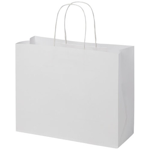 Kraftpapiertasche 120 g/m² mit gedrehten Griffen – 31 × 12 × 25 cm, weiss bedrucken, Art.-Nr. 1ZM00801