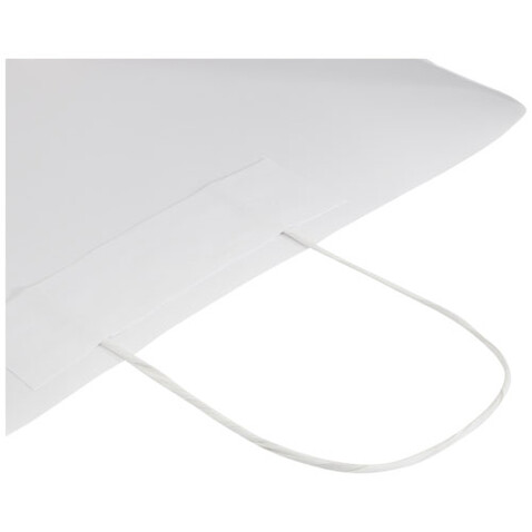 Kraftpapiertasche 120 g/m² mit gedrehten Griffen – 31 × 12 × 41 cm, weiss bedrucken, Art.-Nr. 1ZM01001