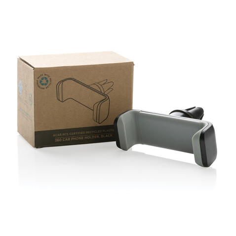 Acar 360° Auto-Handyhalterung aus RCS recyceltem Kunststoff schwarz bedrucken, Art.-Nr. P302.801