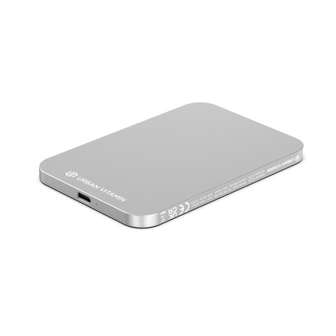 Urban Vitamin Burbank 3000mAh Powerbank aus RCS Plastik/Alu silber bedrucken, Art.-Nr. P322.812