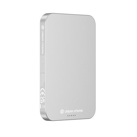 Urban Vitamin Richmond 5000mAh Powerbank aus RCS Plastik/Alu silber bedrucken, Art.-Nr. P322.822