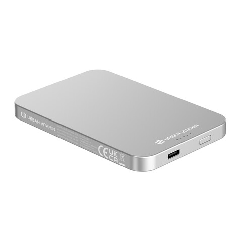 Urban Vitamin Richmond 5000mAh Powerbank aus RCS Plastik/Alu silber bedrucken, Art.-Nr. P322.822