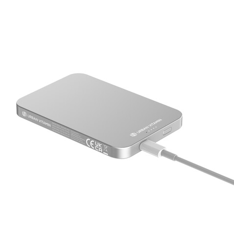 Urban Vitamin Richmond 5000mAh Powerbank aus RCS Plastik/Alu silber bedrucken, Art.-Nr. P322.822