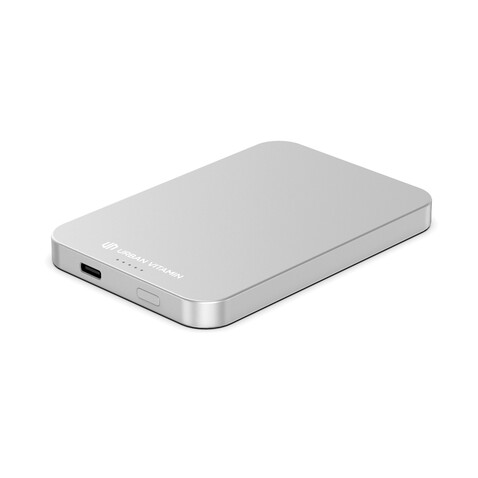 Urban Vitamin Richmond 5000mAh Powerbank aus RCS Plastik/Alu silber bedrucken, Art.-Nr. P322.822