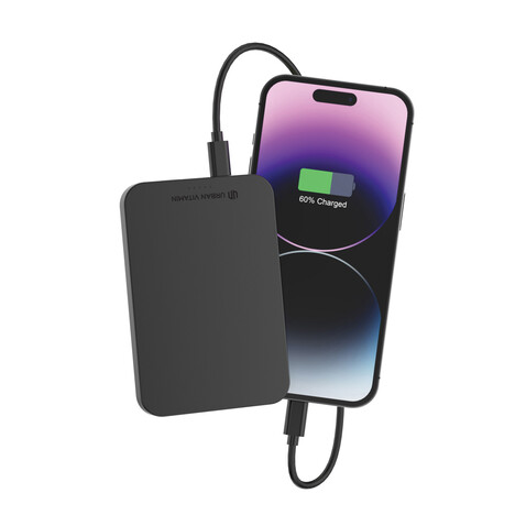 Urban Vitamin Richmond 5000mAh Powerbank aus RCS Plastik/Alu schwarz bedrucken, Art.-Nr. P322.821