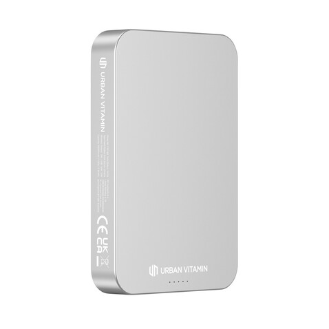 Urban Vitamin Compton 10000mAh Powerbank aus RCS Plastik/Alu silber bedrucken, Art.-Nr. P322.842