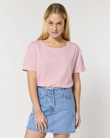 Stella Serena - Das Damen-T-Shirt mit weitem Rundhalsausschnitt - Cotton Pink - XL bedrucken, Art.-Nr. STTW173C0051X