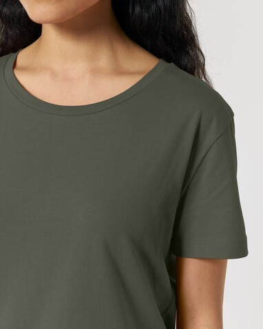 Stella Serena - Das Damen-T-Shirt mit weitem Rundhalsausschnitt - Khaki - XS bedrucken, Art.-Nr. STTW173C223XS Stella Serena - Das Damen-T-Shirt mit weitem Rundhalsausschnitt - Khaki - XS bedrucken, Art.-Nr. STTW173C223XS
