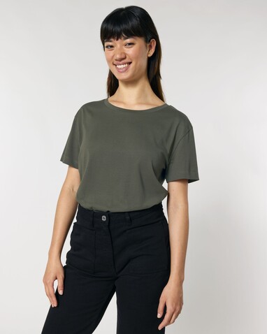 Stella Serena - Das Damen-T-Shirt mit weitem Rundhalsausschnitt - Khaki - XL bedrucken, Art.-Nr. STTW173C2231X Stella Serena - Das Damen-T-Shirt mit weitem Rundhalsausschnitt - Khaki - XL bedrucken, Art.-Nr. STTW173C2231X