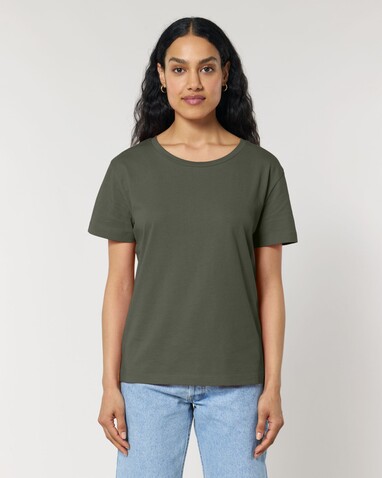 Stella Serena - Das Damen-T-Shirt mit weitem Rundhalsausschnitt - Khaki - M bedrucken, Art.-Nr. STTW173C2231M Stella Serena - Das Damen-T-Shirt mit weitem Rundhalsausschnitt - Khaki - M bedrucken, Art.-Nr. STTW173C2231M