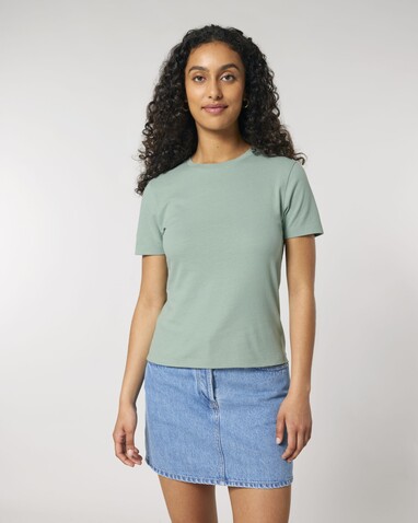 Stella Ella - Das kurze Fitted Damen-T-Shirt - Aloe - S bedrucken, Art.-Nr. STTW174C0891S