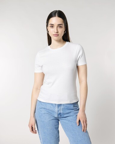 Stella Ella - Das kurze Fitted Damen-T-Shirt - White - XL bedrucken, Art.-Nr. STTW174C0011X Stella Ella - Das kurze Fitted Damen-T-Shirt - White - XL bedrucken, Art.-Nr. STTW174C0011X
