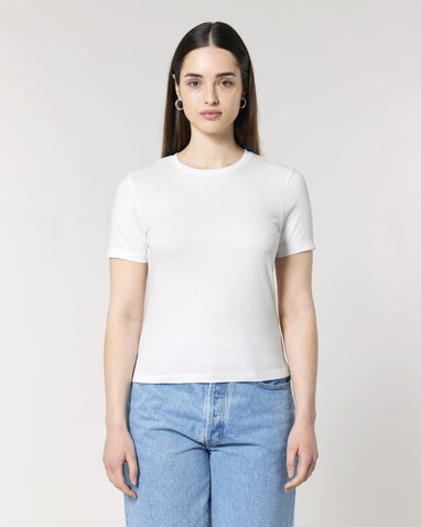Stella Ella - Das kurze Fitted Damen-T-Shirt - White - XXL bedrucken, Art.-Nr. STTW174C0012X Stella Ella - Das kurze Fitted Damen-T-Shirt - White - XXL bedrucken, Art.-Nr. STTW174C0012X