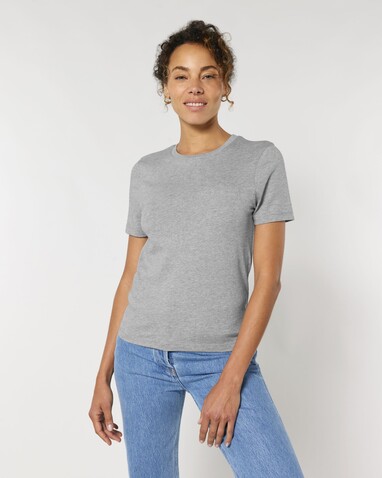 Stella Ella - Das kurze Fitted Damen-T-Shirt - Heather Grey - S bedrucken, Art.-Nr. STTW174C2501S