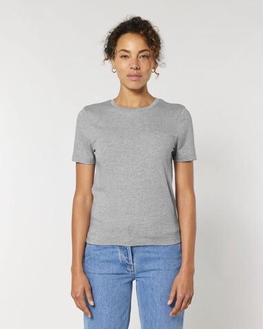 Stella Ella - Das kurze Fitted Damen-T-Shirt - Heather Grey - S bedrucken, Art.-Nr. STTW174C2501S