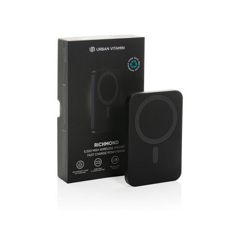 Urban Vitamin Richmond 5000mAh Powerbank aus RCS Plastik/Alu schwarz bedrucken, Art.-Nr. P322.821