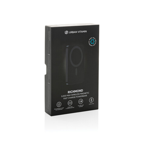 Urban Vitamin Richmond 5000mAh Powerbank aus RCS Plastik/Alu schwarz bedrucken, Art.-Nr. P322.821
