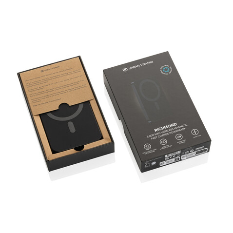 Urban Vitamin Richmond 5000mAh Powerbank aus RCS Plastik/Alu schwarz bedrucken, Art.-Nr. P322.821
